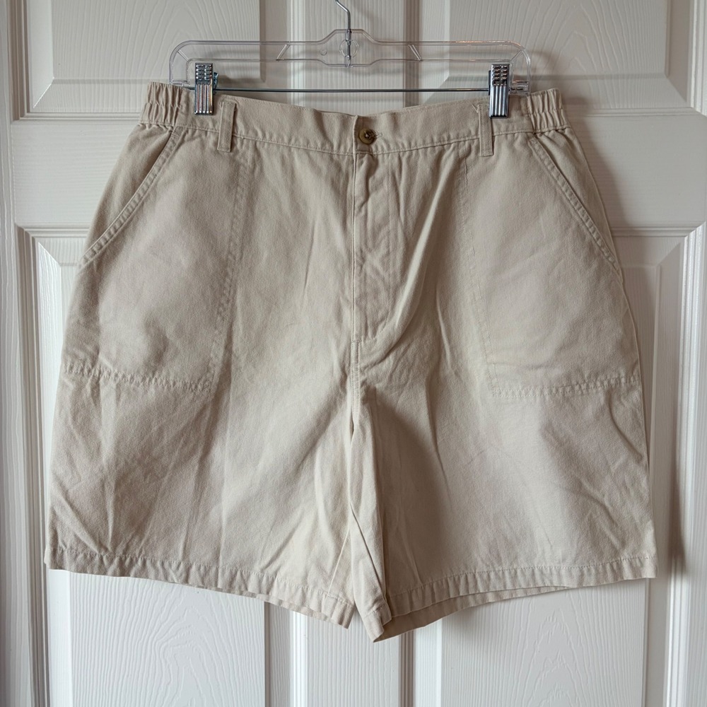 Northern Reflections‎ Vintage 90s Beige Cotton High Waist Mom Shorts Size 15/16